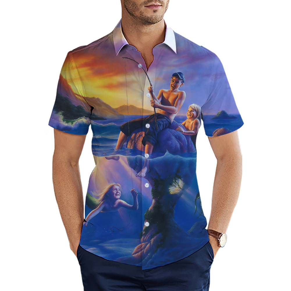 custom men's casual shirt all-over printing no minimum