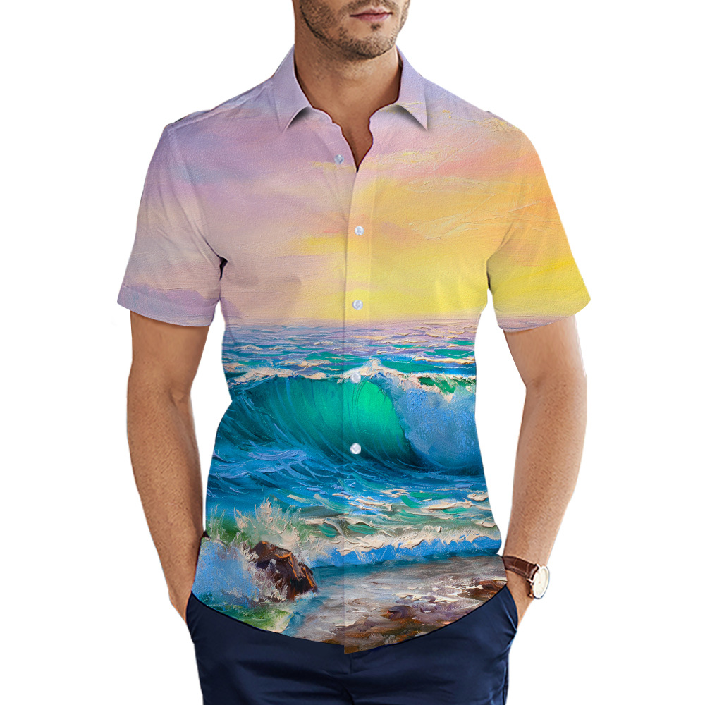 custom men's casual shirt all-over printing no minimum