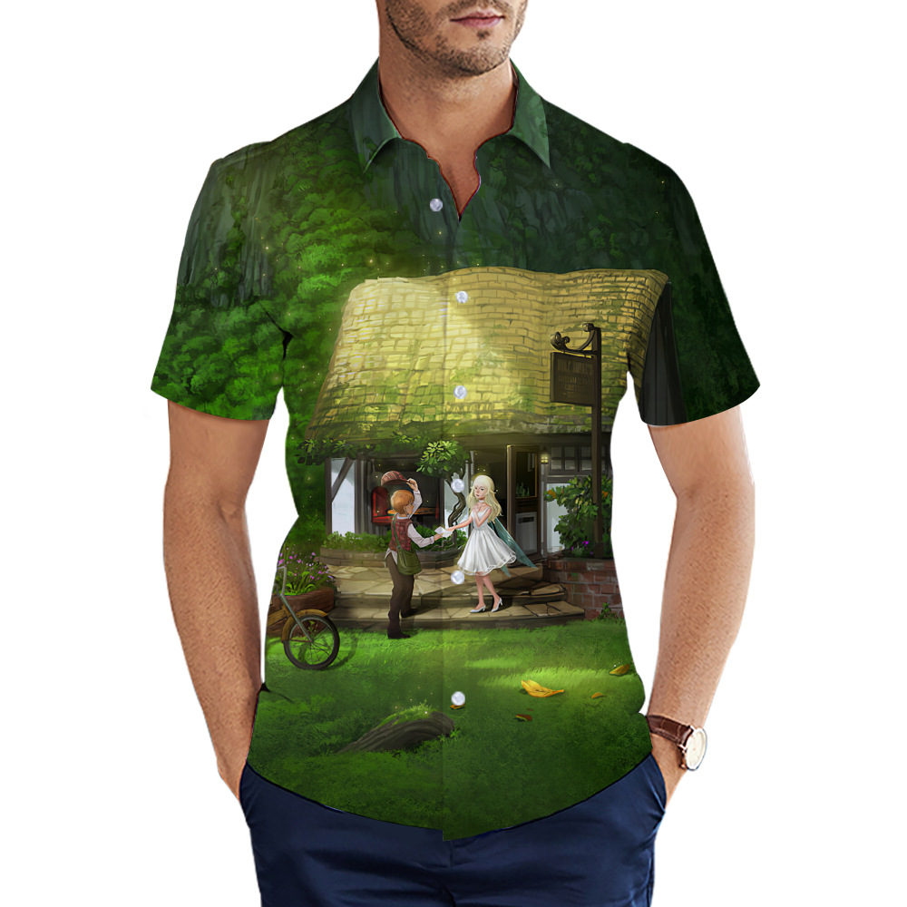 custom men's casual shirt all-over printing no minimum