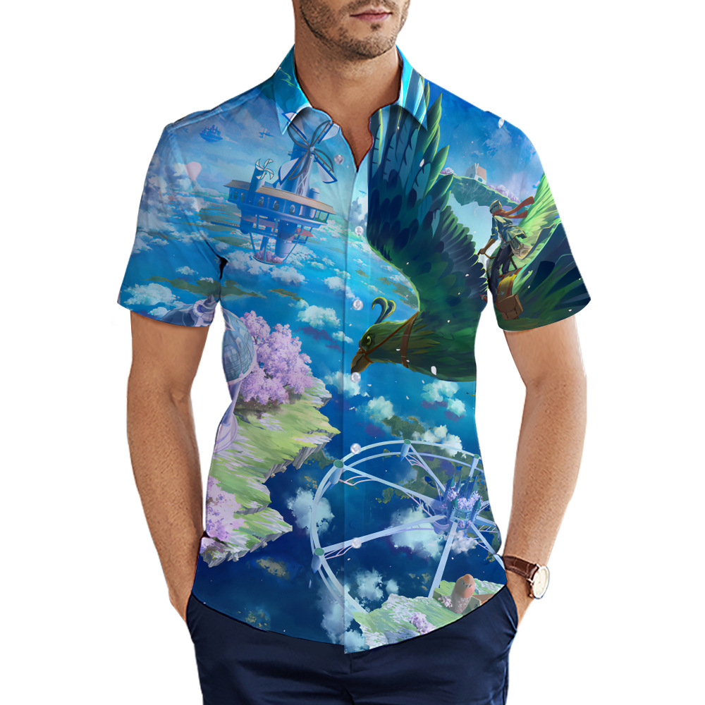 custom men's casual shirt all-over printing no minimum