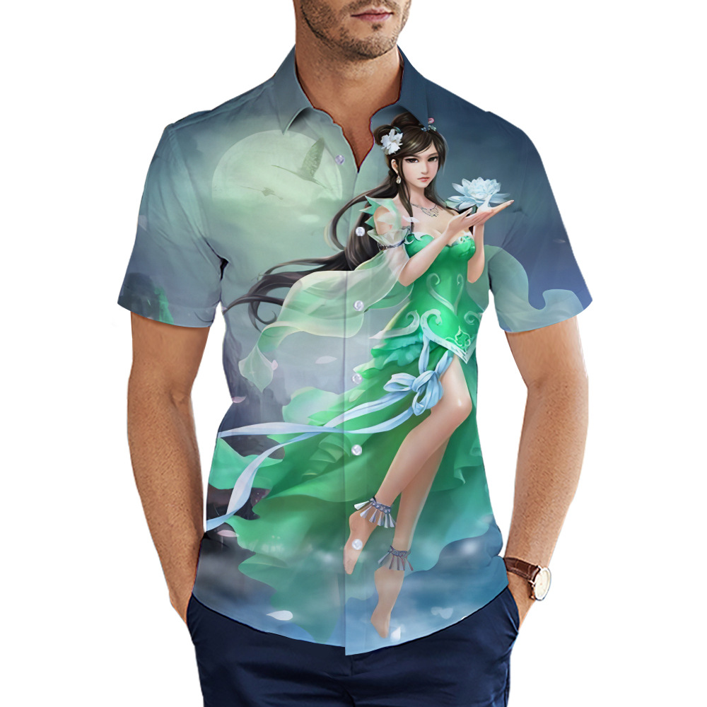 custom men's casual shirt all-over printing no minimum