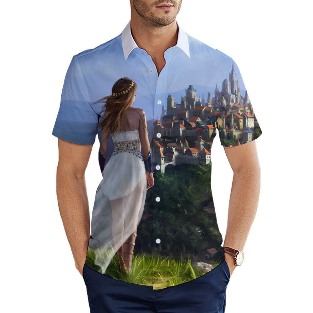 custom men's casual shirt all-over printing no minimum