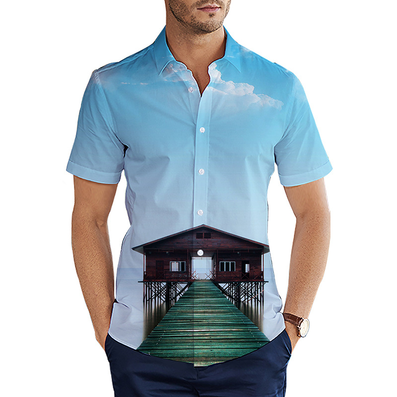 custom men's casual shirt all-over printing no minimum