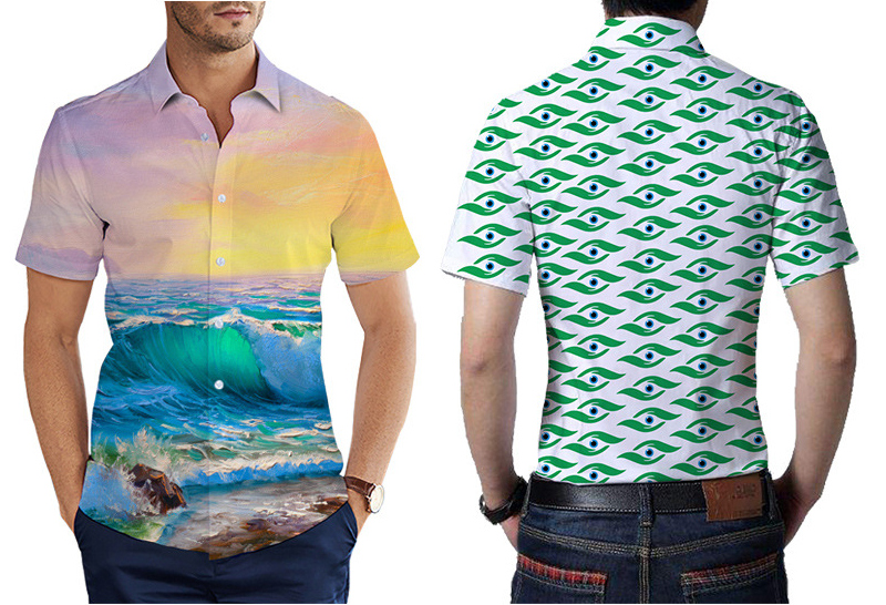 custom men's casual shirt all-over printing no minimum