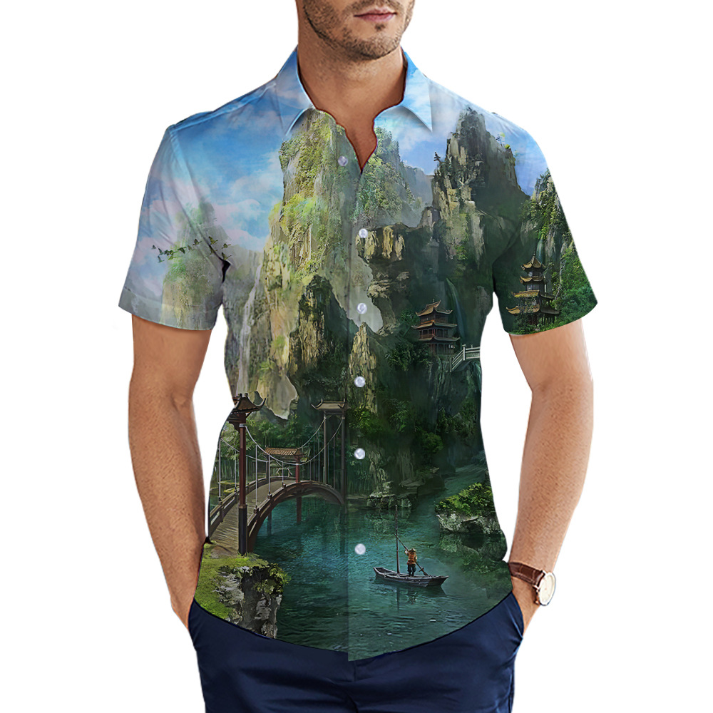 custom men's casual shirt all-over printing no minimum