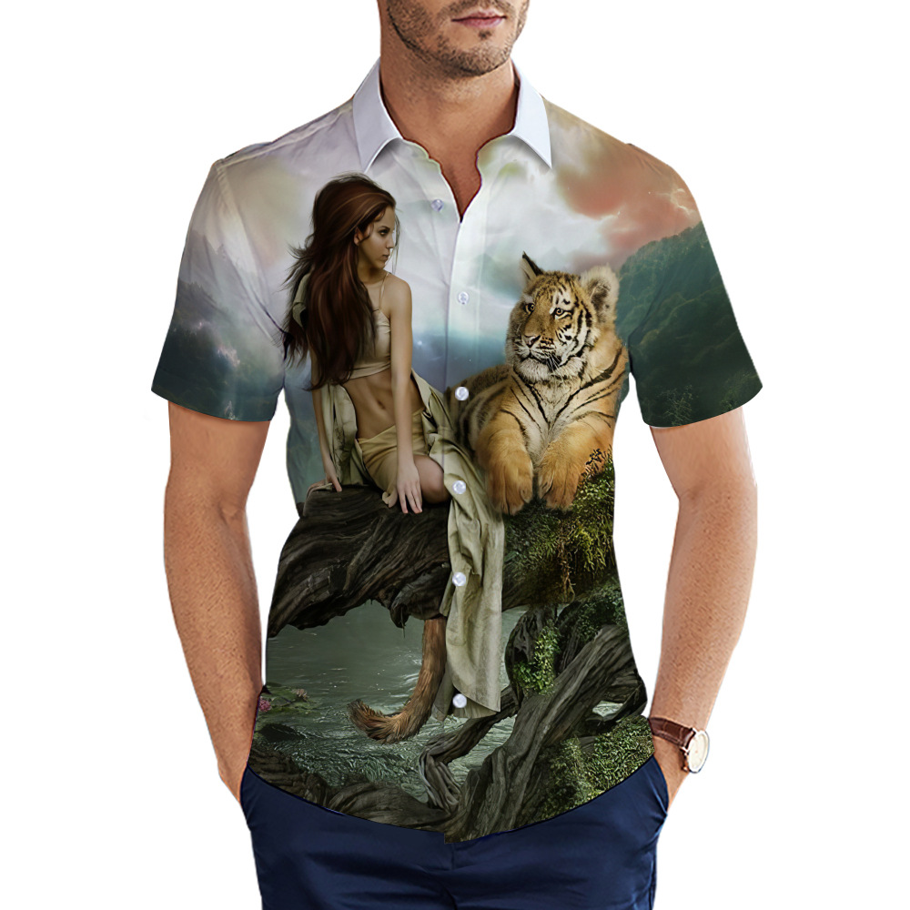 custom men's casual shirt all-over printing no minimum