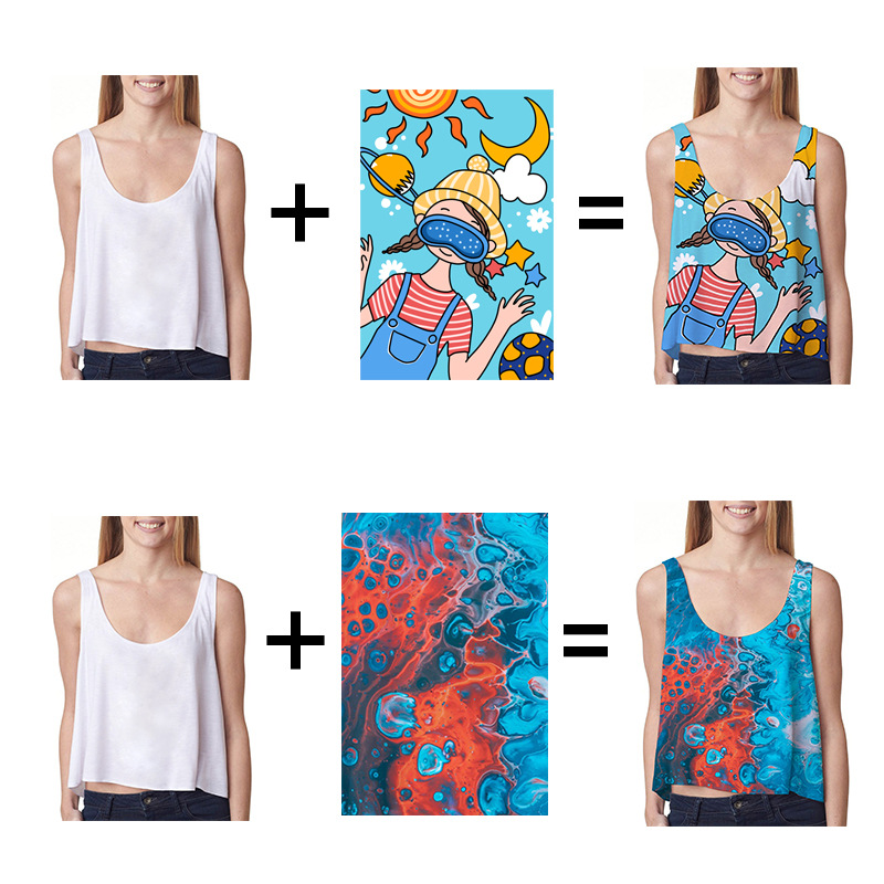 custom printed women's sleeveless crop top