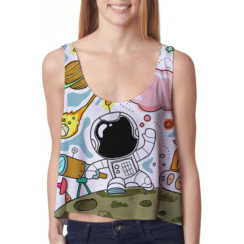 custom printed women's sleeveless crop top