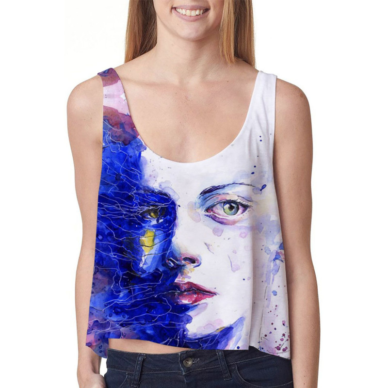 custom printed women's sleeveless crop top