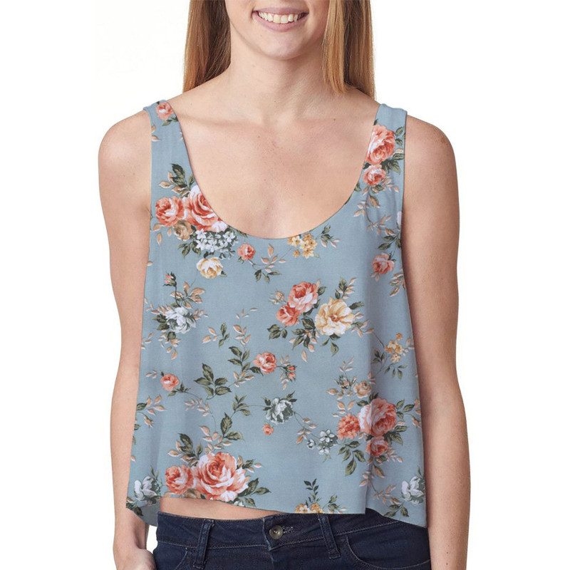 custom printed women's sleeveless crop top